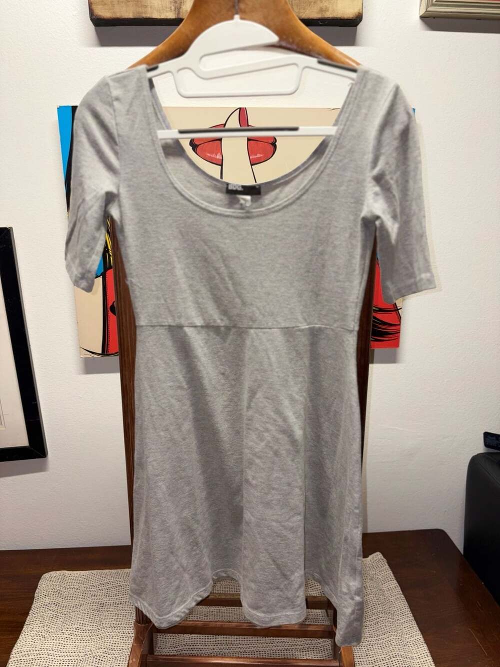 Bdg Gray Jersey Dress Size S Scoop Neck Half Sleeve Mini